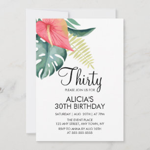 Invitation Anthurium tropical & Monstera Aquarelle Anniversai