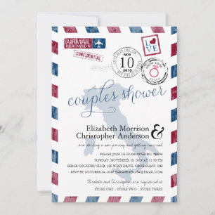 Invitation Antique Airmail Italie  Douche pour couples