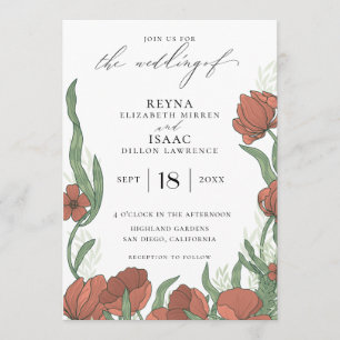Invitation Antique Anglais Garden Floral Mariage