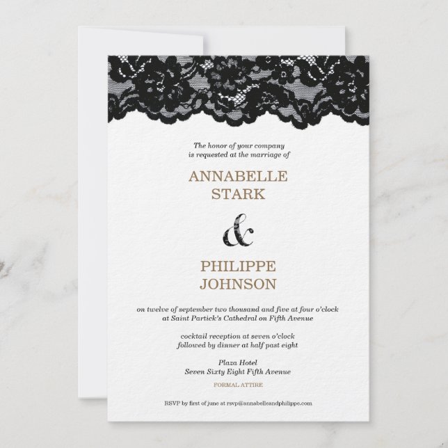 Invitation Antique Black Lace Collection Mariage :Invitation (Devant)