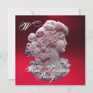 INVITATION ANTIQUE CAMEO, DAME ET RAPES VIN DÉGUSTATION