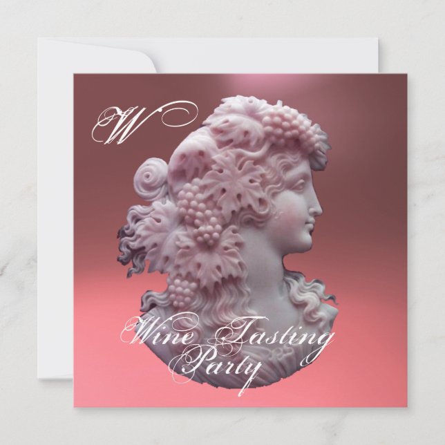 INVITATION ANTIQUE CAMEO, DAME ET RAPES VIN DÉGUSTATION (Devant)