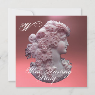 INVITATION ANTIQUE CAMEO, DAME ET RAPES VIN DÉGUSTATION