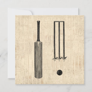 Invitation Antique chauve-souris de cricket Art Vintage illus