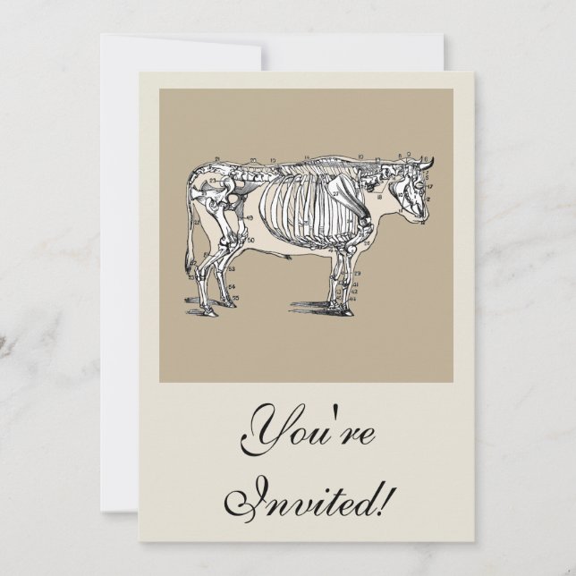 Invitation Antique Cow Skeleton Bones (Devant)