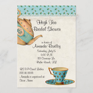 Invitation antique de thé de Fête de la mariée de