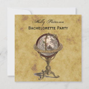 Invitation Antique Globe, Bachelorette BG SQ