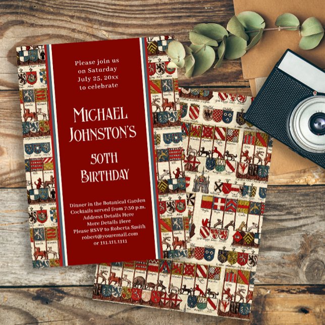 Invitation Antique Heraldry Histoire Fête d'anniversaire de l (Créateur téléchargé)