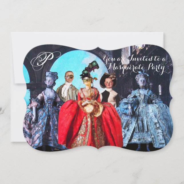 INVITATION ANTIQUE ITALIENNE PUPPETS MASQUERADE COSTUME PARTI (Devant)