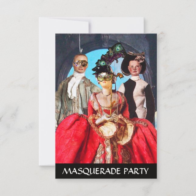 INVITATION ANTIQUE ITALIENNE PUPPETS MASQUERADE COSTUME PARTI (Devant)