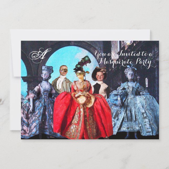 INVITATION ANTIQUE ITALIENNE PUPPETS MASQUERADE COSTUME PARTI (Devant)