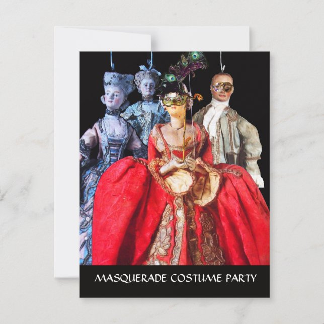 INVITATION ANTIQUE ITALIENNE PUPPETS MASQUERADE COSTUME PARTI (Devant)