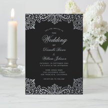 Antique Noir Faux Argent Elégant Mariage Vintage