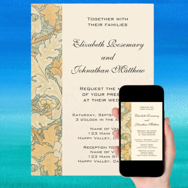 Invitation Antique Victorien William Morris St. James Floral (Antique Victorian William Morris St. James Floral Invitation)