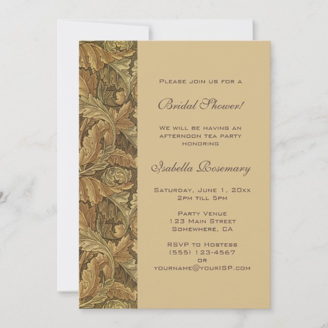 Invitation Antique Victorienne Feuilles d'automne Fête des ma (Devant)