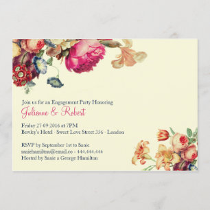Invitation Antique Vintage Floral Engagement
