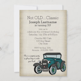 Invitation Antique voiture et Burlap Anniversaire Vintage