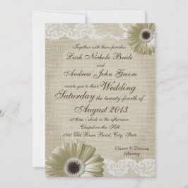 Invitation Antique White Daisy et Lace Mariage