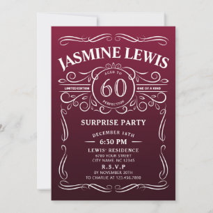 Invitation Any Age marsala whiskey surprise 60e anniversaire