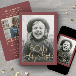 Invitation ANY Anniversaire 2 Photo Chic Typographie Bordeaux