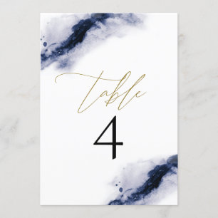 Invitation ANYA  Navy Blue Watercolor Gold Table