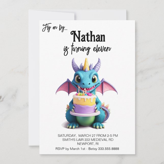 Invitation *~* AP88 Baby Dragon Photo Cake Anniversaire (Devant)