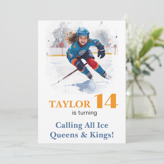 Invitation *~* AP94 k-15 do-it-yourself Jolie fille de hockey (Debout devant)
