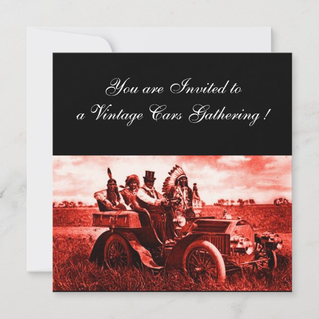 INVITATION APACHES ET GERONIMO CONDUISANT UNE VOITURE À MOTEU (Devant)