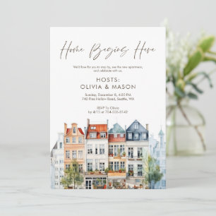 Invitation Apéritif de pendaison de crémaillère coloré à l'aq