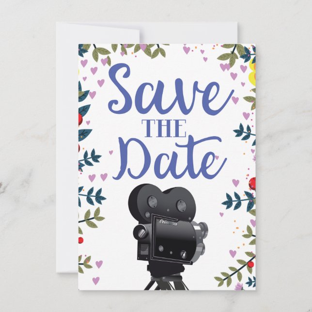 Invitation Appareil photo de film de mariage à la date d'éché (Dos)
