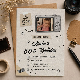 Invitation Appareil Photo Rétro Vintage 30e Anniversaire Phot