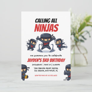 Invitation Appel à l'invitation d'anniversaire de Ninjas-Kid