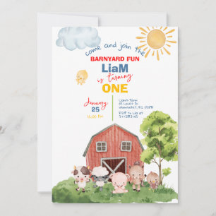 Invitation Appel à tous les animaux de ferme de fête 1er anni