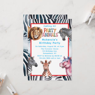 Invitation Appel à tous les animaux de fête Fête d'anniversai