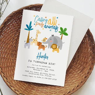 Invitation Appel à tous les animaux de fête fête fête d'anniv