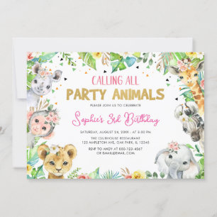 Invitation Appel à tous les animaux de fête Safari Jungle Ann