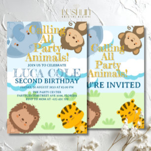 Invitation Appel à tous les animaux de fête Safari Jungle Ann