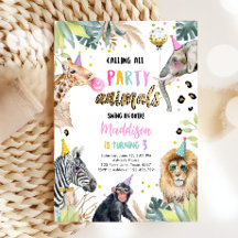 Appel à tous les animaux de fête Safari Zoo Girl A