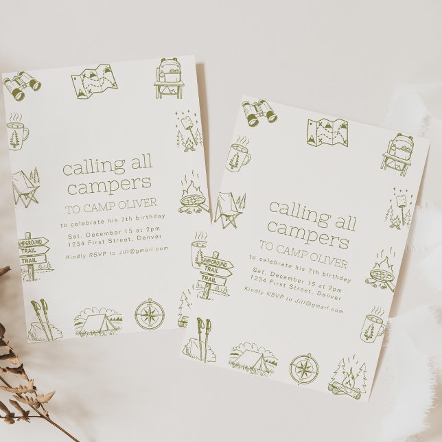 Invitation Appel à tous les campeurs Anniversaire de enfant I (Créateur téléchargé)