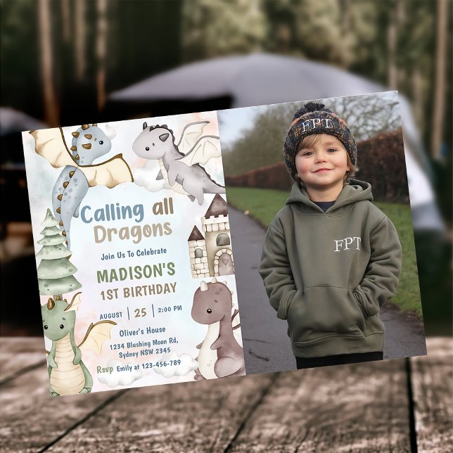 Invitation Appel à tous les dragons Aquarelle 1er Anniversair (Créateur téléchargé)