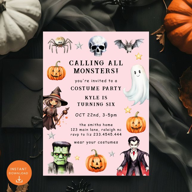 Invitation Appel à tous les monstres costume Halloween Annive (Créateur téléchargé)