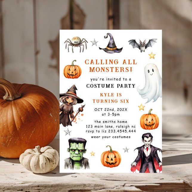 Invitation Appel à tous les monstres costume Halloween Annive (Créateur téléchargé)
