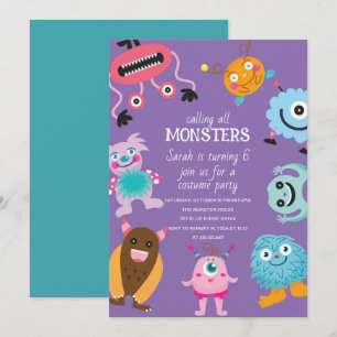 Invitation Appel à tous les monstres Halloween Anniversaire