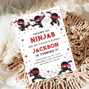Invitation Appel à tous les Ninjas Martial Arts Boy Anniversa