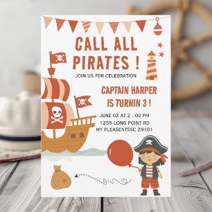 Invitation Appel à tous les pirates Anniversaire des enfants 