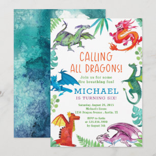 Invitation Appel à toutes les fêtes d'anniversaire de dragons