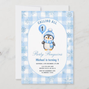 Invitation Appel à toutes les fêtes de pingouin d'anniversair