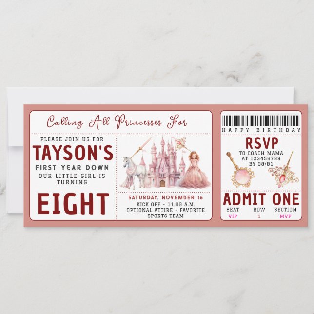 Invitation Appel à toutes les princes Château Magique 8e anni (Devant)