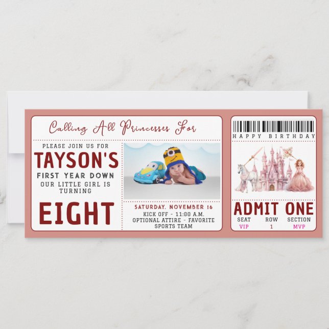 Invitation Appel à toutes les princes Château Magique 8e anni (Devant)