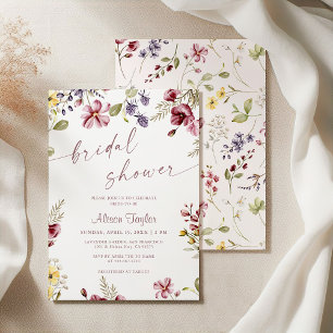 Invitation Appel de Fleurs Sauvages Calligraphie Mauve Enterr